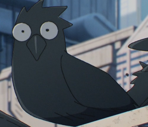 Crow with googly eyes from Ghost in the Shell 2026 