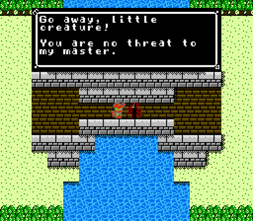 This creature implements a lot of sequence break protection for Even Goblins Fall In Love, our indie NES JRPG. It varies