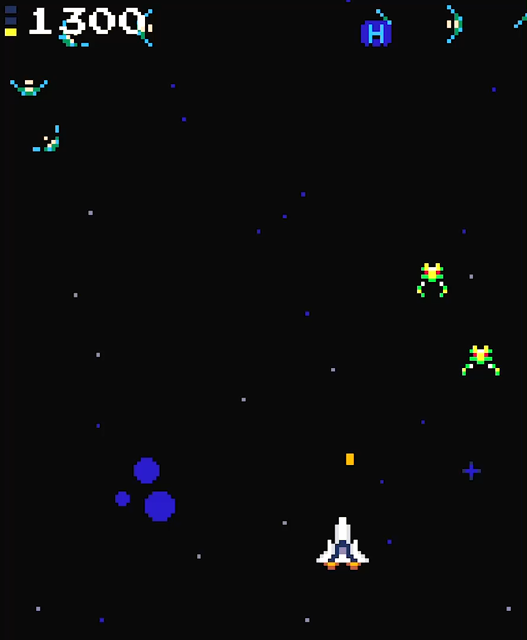 Hyperspace power-up. Gets you closer to the next boss. The star warping effect is a classic in 3D space sims, but I didn