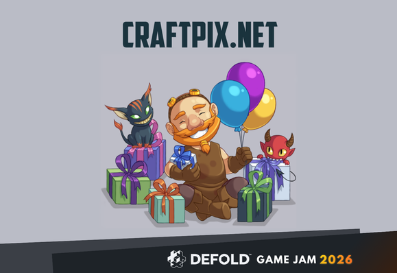 Day 4 of #DefoldGameJam 2026 starts! 🎮 If your prototype still needs some art, check out CraftPix.net - they have a hug