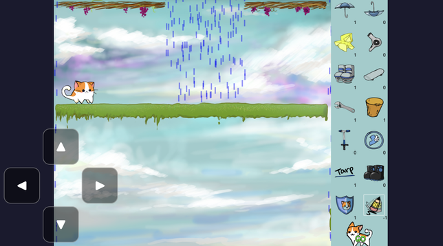 Released: Rain Cat 🌧️🐱 - a Lemmings/The Incredible Machine-style puzzle game, compiled from the open-source Haskell or