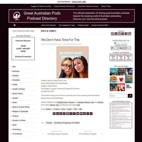 We Don't Have Time For This
Screenshot of the podcast listing on the Great Australian Pods website