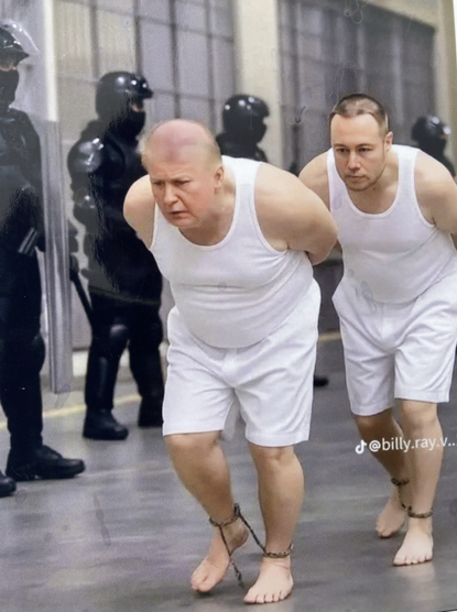 trump and musk as cecot prisoners