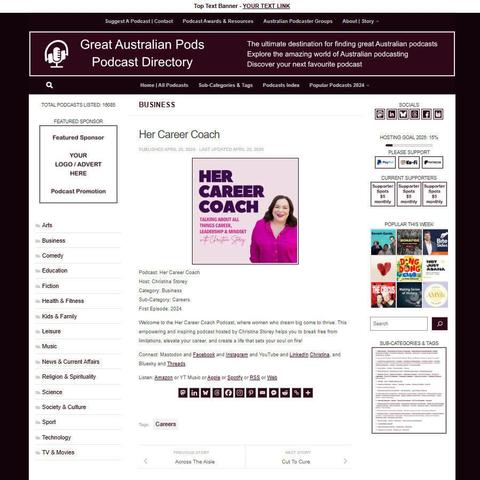 Her Career Coach
Screenshot of the podcast listing on the Great Australian Pods website