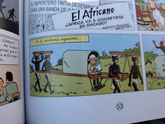 Tintin de nuevo llevado a hombros de cuatro personas
