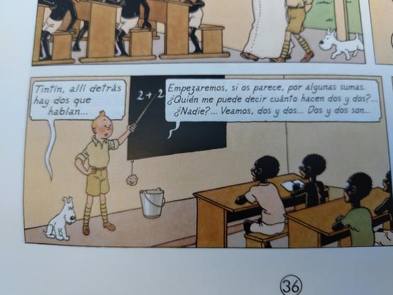 Tintin enseñando mates en el colegio