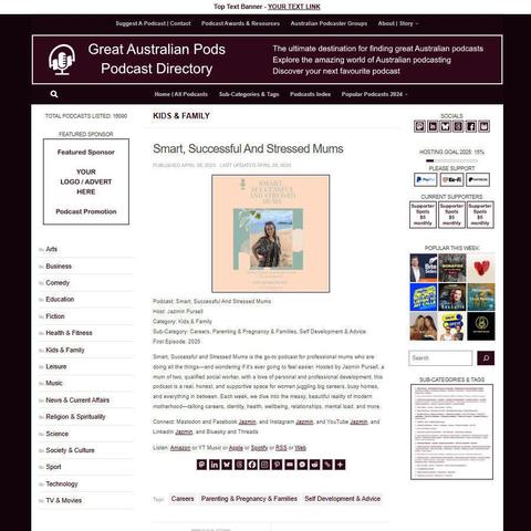 Smart, Successful And Stressed Mums
Screenshot of the podcast listing on the Great Australian Pods website