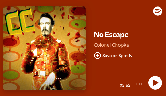 A CD cover depicting a colonel in colorful hippy clothes. It is the fictional character Colonel Chopka, which is a psuidonym for artist Erik van Schaaik.