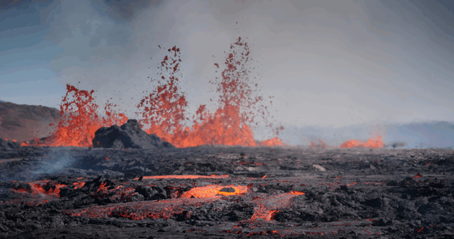 Erupting volcano in Iceland