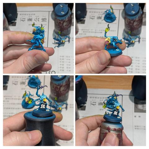 Painted miniatures. Blue Horrors from Warhammer Age of Sigmar. Work in progress.