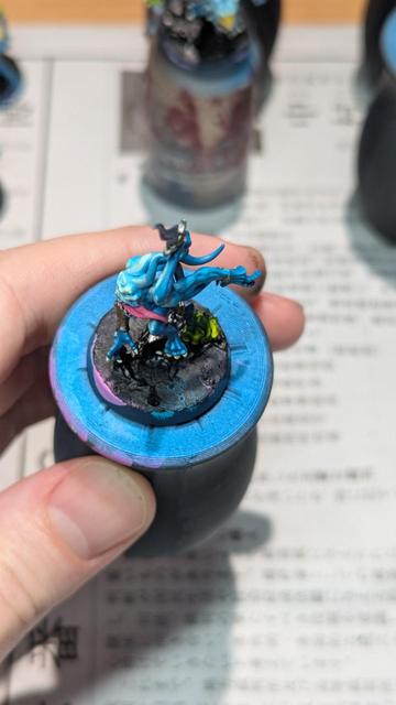 Painted miniatures. Blue Horrors from Warhammer Age of Sigmar. Work in progress.