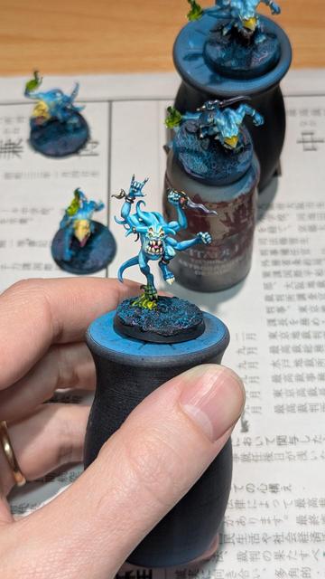 Painted miniature. Blue Horror from Warhammer Age of Sigmar. Work in progress.