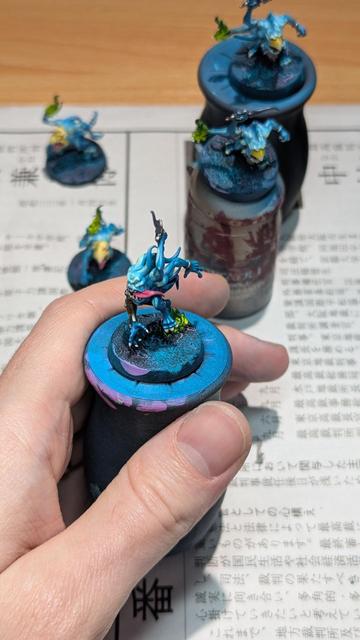 Painted miniature. Blue Horror from Warhammer Age of Sigmar. Work in progress.