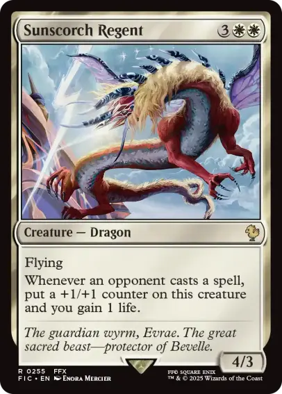 Evrae, the guardian wyrm from final fantasy X, magic the gathering card depicting a strange fae dragon.