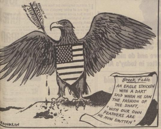 American eagle with an arrow in its wing