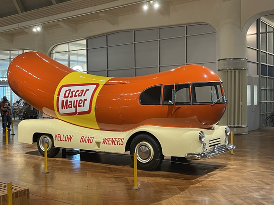 Inside the Henry Ford Museum. This is a 1960s Oscar Mayer wiener mobile.