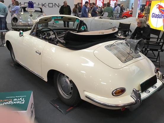 White police specification Porsche 356 SC in white, rear quarter view