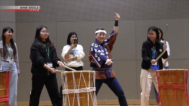 Foreign students in Hokkaido drum up affinity with Japanese culture