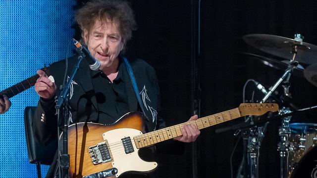 NOBLESVILLE, INDIANA - SEPTEMBER 23: Bob Dylan performs as a surprise guest during Farm Aid at Ruoff Home Mortgage Music Center on September 23, 2023 in Noblesville, Indiana. (Photo by Gary Miller/Getty Images)