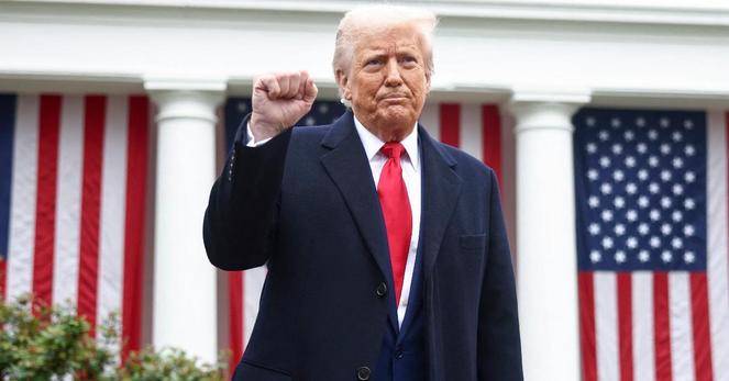 President Donald Trump in front of the White House