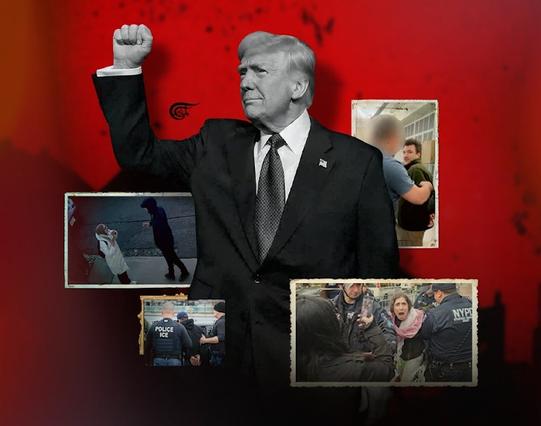 Likening ICE to Hitler’s infamous paramilitary Sturmabteilung (SA) is not where the many parallels between Nazi Germany and Trump’s America will end. (Al Mayadeen English; Illustrated by Zeinab El-Hajj)