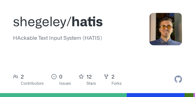 HAckable Text Input System (HATIS). Contribute to shegeley/hatis development by creating an account on GitHub.