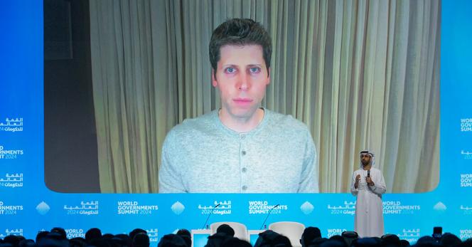 Sam Altman, OpenAI’s chief executive, speaking on a video call last year with Omar Sultan Al Olama, the minister for artificial intelligence for the United Arab Emirates. 