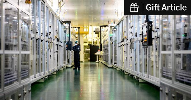 The batteries produced at an LG Energy Solution factory in Holland, Mich., will store power to balance supply and demand on electric grids. The batteries produced at an LG Energy Solution factory in Holland, Mich., will store power to balance supply and demand on electric grids.