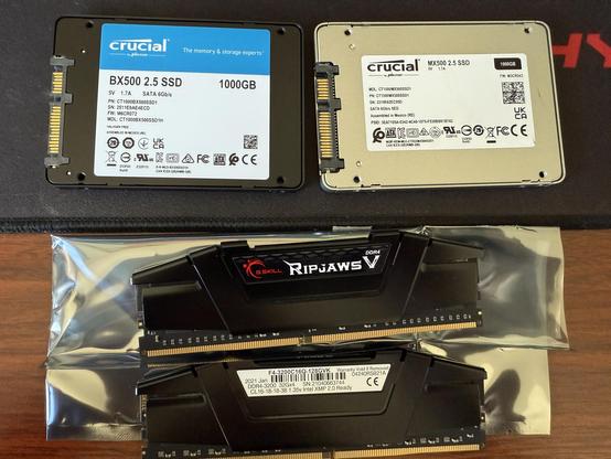 Two 1TB SSDs and two sticks of 32GB DDR4 memory.
