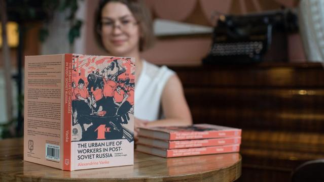 This is photo with the hardback copies of 'The urban life of workers in post-Soviet Russia' by Alexandrina Vanke
