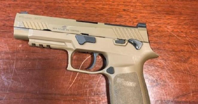 On Feb. 8, 2023, an Army seargent was wounded when his holster collided with another soldier's holster, causing his Sig Sauer-made pistol--pictured here--to fire, alledgedly without a trigger pull.