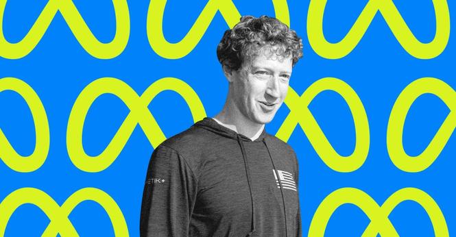 Graphic collage of Mark Zuckerberg.