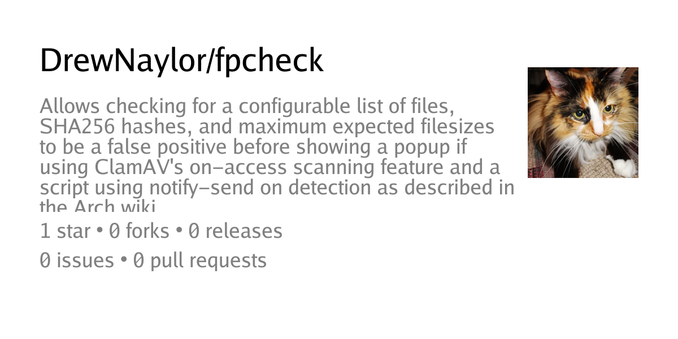 Summary card of repository DrewNaylor/fpcheck