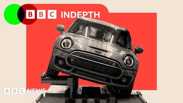 A Mini Cooper S car on the production line at BMW AG's Mini final assembly plant in Cowley, UK