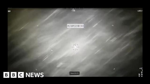 A screenshot from clip of a "missile being launched at orb" in Yemen.