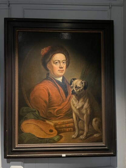 Portrait of William Hogarth with pet pug 