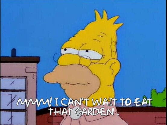 Simpsons meme

 MMM! I CAN'T WAIT TO EAT
 THAT garden . 