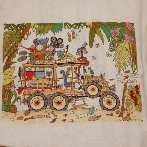 Cross stitched adventure rig cut through to show the insides