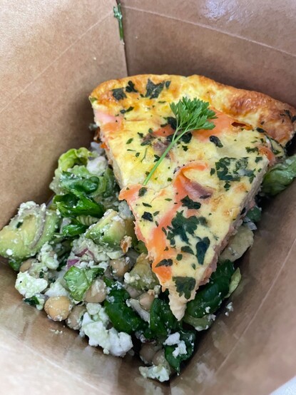 Smoked salmon frittata and avocado salad
