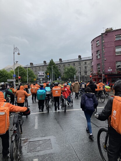 A photo I took from behind the Riders for Safety crowd making their way along Dublin's D'Olier Street and into the south city centre.
