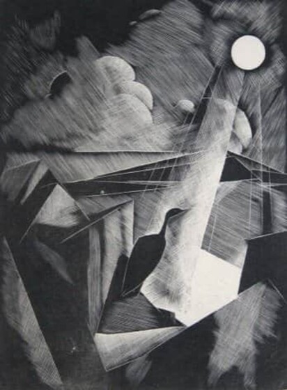 Wood engraving, 'Early Morning, Aran', one of 50 impressions by Elizabeth Rivers (1903-1964).