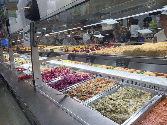 Some interesting looking salads and baked goods. 