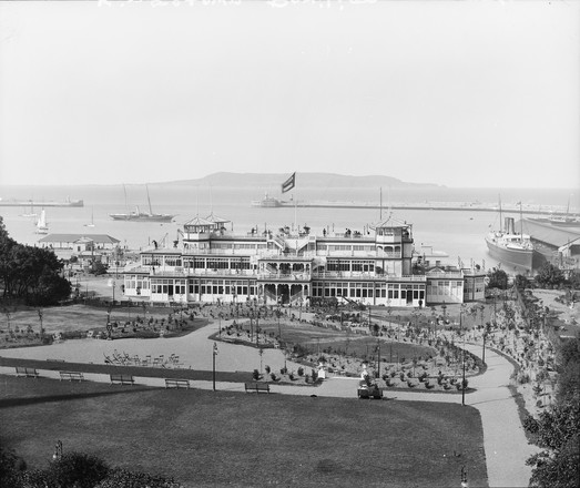 The Pavillion and gardens in Kingstown (now Dun Laoghaire), Co. Dublin, Ireland. 1903. The National Library of Ireland. No known copyright restrictions.