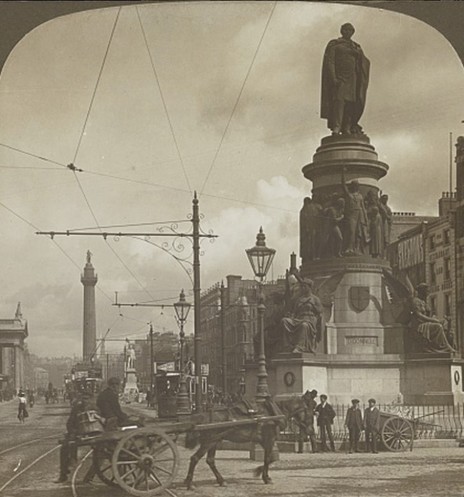 H.C. White Co., Publisher. Monument of O'Connell and the Nelson Column, Dublin, Ireland. Photograph. 1903. Retrieved from the Library of Congress.