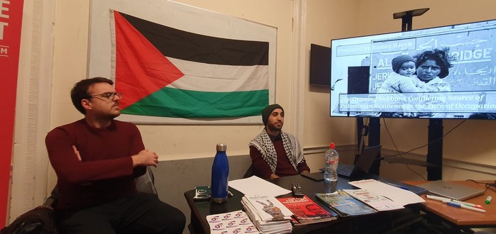 Adrian Curran and Ramez Hayek in Áras na nGael for the public meeting on Palestine