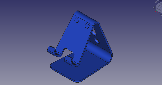 Free CAD diagram detailing a mobile phone holder, suitable for 3D printing.