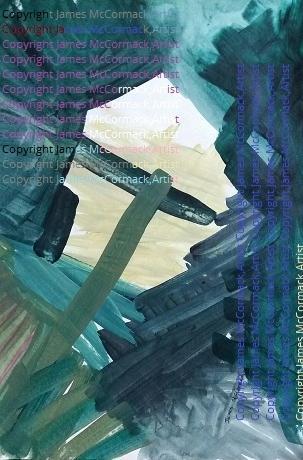 G.
Escape.
Abstract painting.
An abstract acrylic painting in green, blue , yellow, emphasising light and dark.