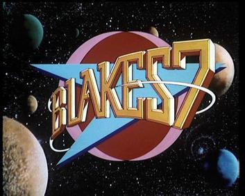 Blake’s 7 intro logo against a space background with 5 planets. 