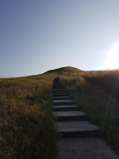 Steps on the paved footpath leading up to the summit of Glastonbury Tor.