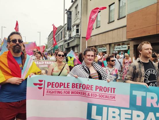 PBP Galway activists marching in Galway Pride Parade
